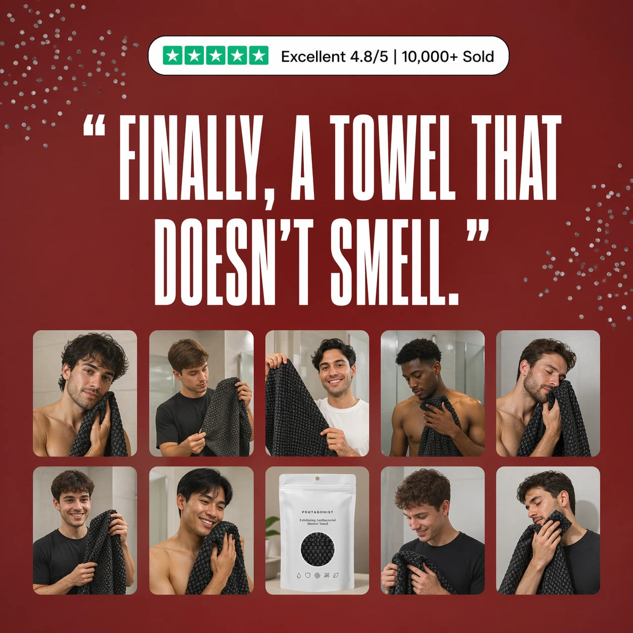 PROTAGONIST EXFOLIATING ANTIBACTERIAL SHOWER TOWEL